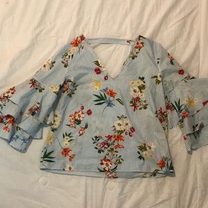 Floral Bell Sleeve Shirt